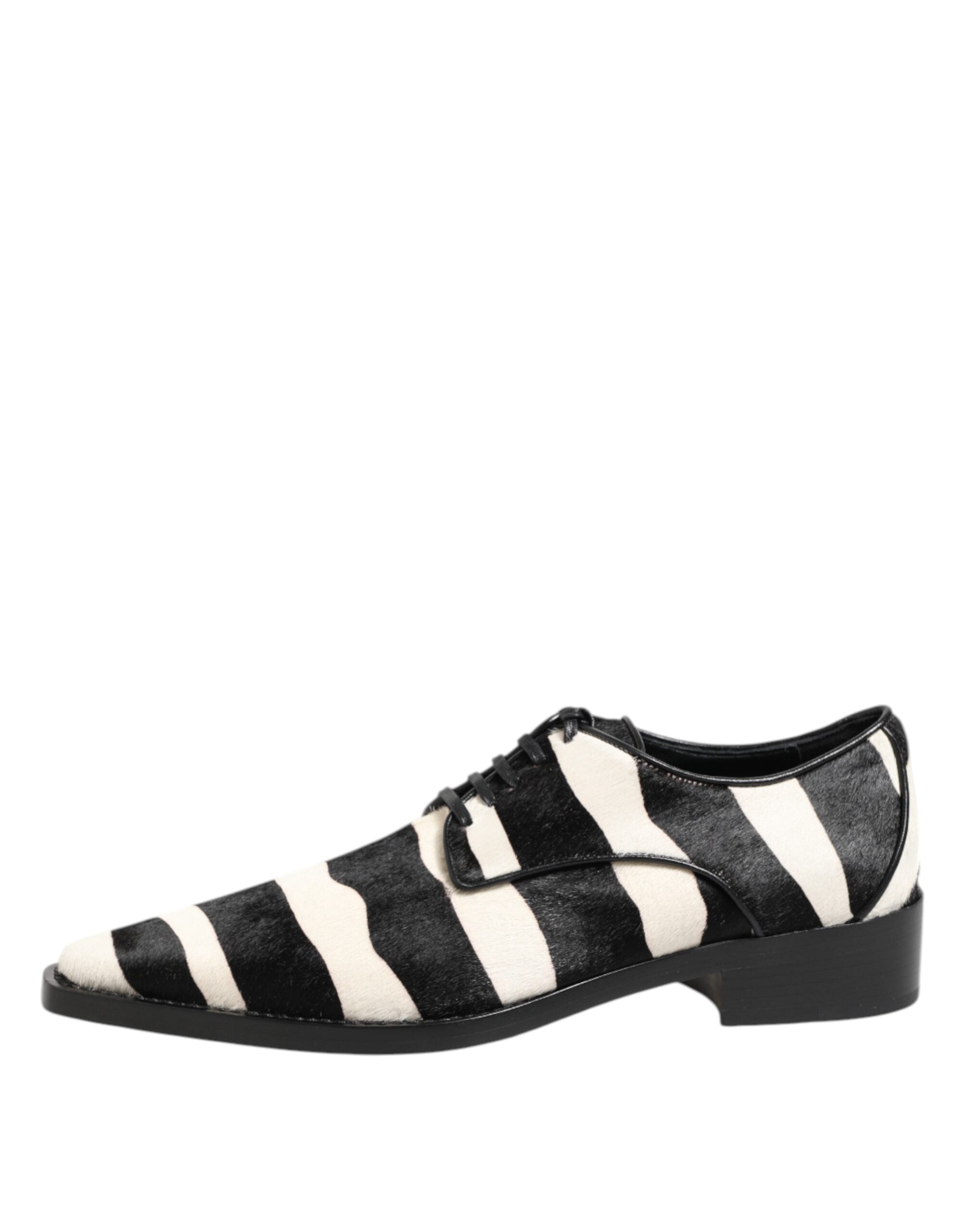 Dolce & Gabbana Black White Zebra Pony Fur Dress Shoes